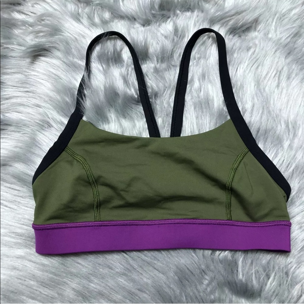 Lululemon Rise And Shine Sports Bra Size 4 Green Purple Black